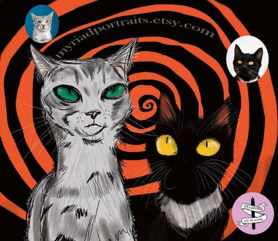 Custom Halloween Pet Portrait | Personalized Halloween Gift | Cartoon Pet Drawing | Portrait From Photo | Hand Drawn Pet Art | Pet Lovers