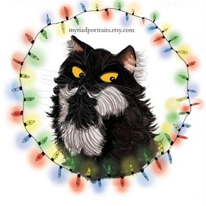 Custom Christmas Cat Portrait | Funny Christmas Gift | Photo to Cartoon | Personalized Holiday Gift For Her | Cat Lovers Gift | Spooky Style