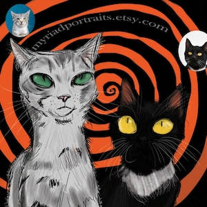 Custom Halloween Pet Portrait | Personalized Halloween Gift | Cartoon Pet Drawing | Portrait From Photo | Hand Drawn Pet Art | Pet Lovers