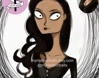 Spooky Style Custom Portrait | Personalized Cartoon | Hand Drawn Caricature | Funny Family Drawing | Pet Portrait | Cartoon From Photo