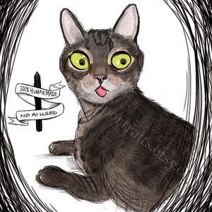 Custom Pet Caricature | Semi Realistic Pet Illustration | Cute Cat Drawing | Hand Drawn Dog Illustration | Personalized Pet Lovers Gift image 1