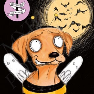 Ritratto di cane personalizzato per Halloween / Regalo per amanti dei cani / Illustrazione spettrale di cane / Cartone animato di cane carino / Arte divertente di animali domestici / Biglietto di Halloween personalizzato