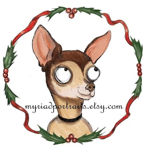 Spooky Style Custom Christmas Dog Portrait | Funny Dog Illustration | Pet Caricature | Personalized Unique Pet Art | Weird Pet Portrait