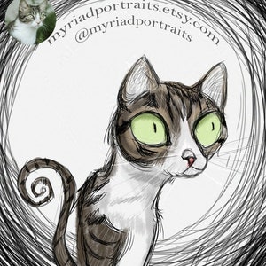 Gruseliges Haustier Portrait | Haustier-Karikatur | Cartoon Haustier | Porträt vom Foto | Haustier Zeichnung | Katzenliebhaber Geschenk | Seltsame Haustier-Skizze