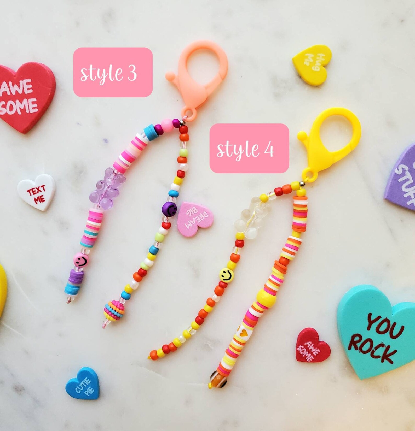 TRENDY Y2k Colorful Beaded Keyring Y2k Keychains Bag Etsy