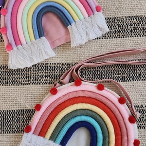 Rainbow Macrame Mini Purse| Cute purse for Baby girls| Pretty gift for Children | little girl purse|Rainbow Crossbody Bag for Young Girl