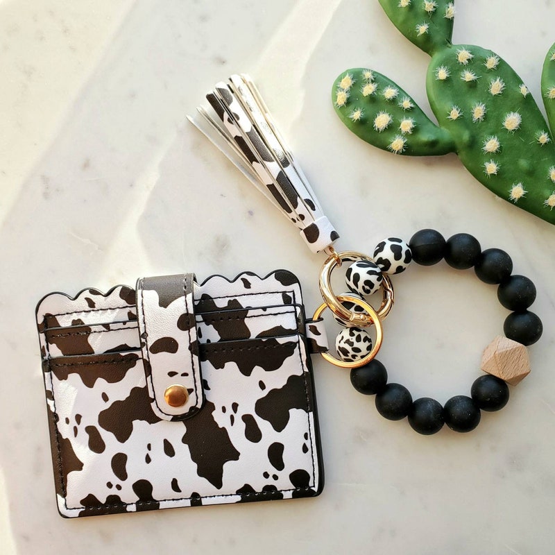 Cow Print Beaded Coin Purse main image 0
