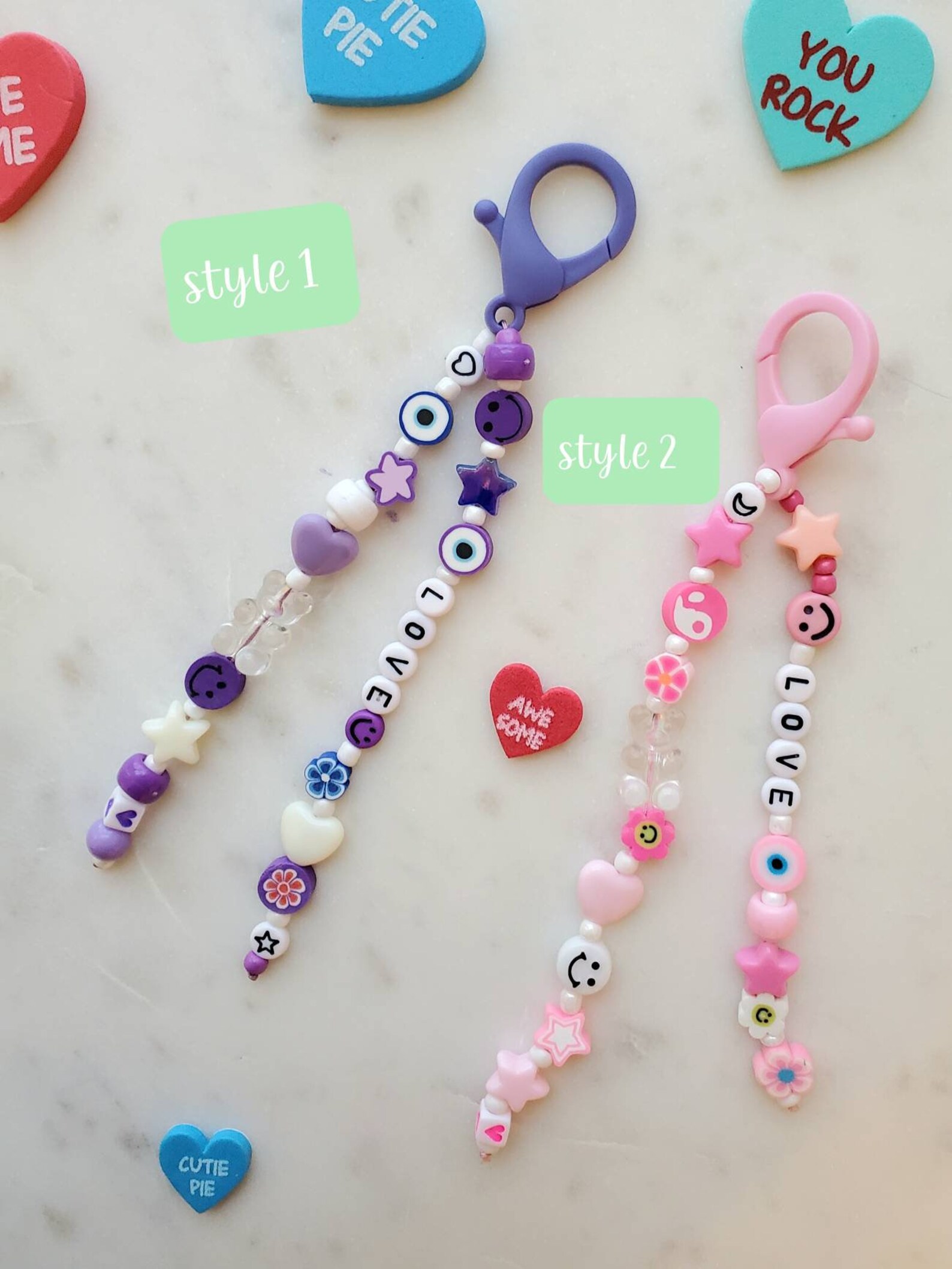 TRENDY Y2k Colorful Beaded Keyring Y2k Keychains Bag Etsy