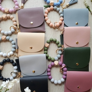 Monedero con tarjetero, llavero con cuentas, monedero para mujer, monedero minimalista, ideas para regalos, gran regalo para ella, mamá, amigos, etc.