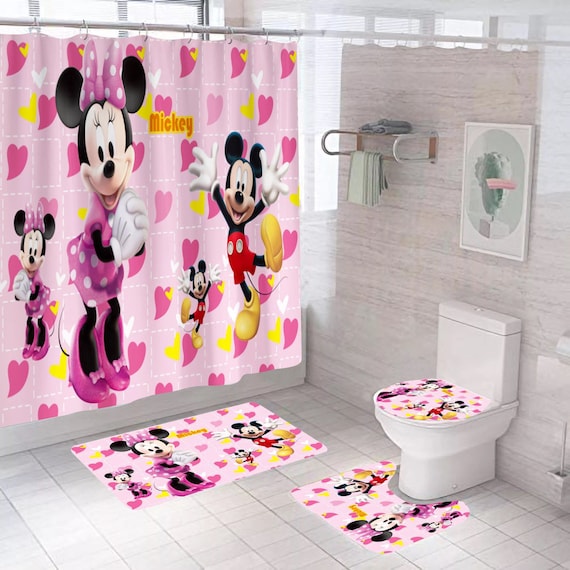 Minnie Mouse Bathroom Set With Shower, Pink Minnie Mouse Shower Curtain Set