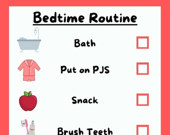 Toddler Bedtime Routine Chart Instant Download Printable Kids Sleep | Montessori | Children&#39;s Preschool Sleep Routine| Check off List