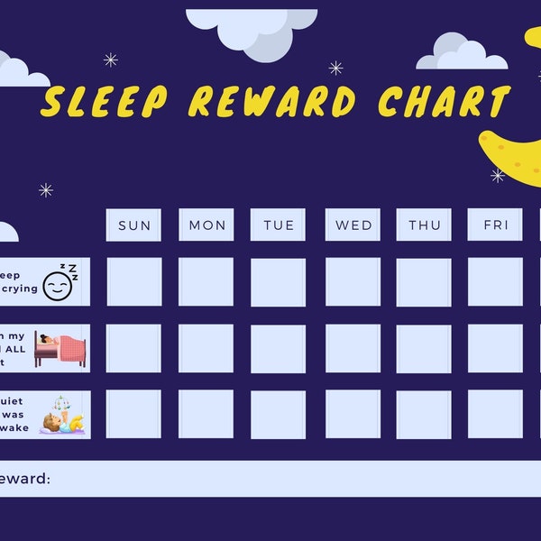 FULLY EDITABLE Toddler Sleep Bedtime Reward Chart, Star Chart, Progress Tracker, Kids Stay In Bed, Bedtime Routine, Customizable, Custom