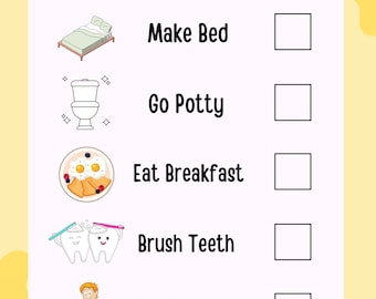 Children&#39;s Morning Routine Chart | Preschool Toddler Grade School Schedule | Montessori | Visual Routine | Morning To Do Checklist | Kids
