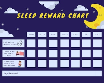 Toddler Sleep Bedtime Reward Chart | Star Chart | Progress Tracker | Kids Stay in Bed