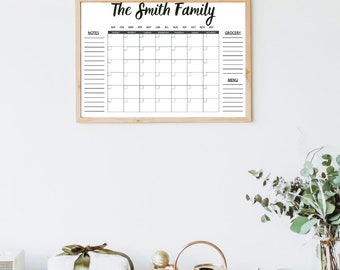 Family Name Calendar, Fully Customizable, Personalized Family Calendar, Dry Erase, Horizontal Wall Calendar, Monthly, Weekly, Housewarming