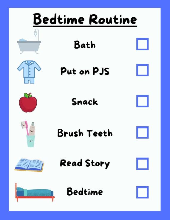Toddler Bedtime Routine Chart Instant Download Printable Kids - Etsy
