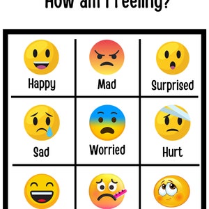 Cuadro de Sentimientos / ¿Cómo me siento? / Emociones de niños pequeños / Niños Emociones de niños Descarga digital Póster imprimible / Montessori