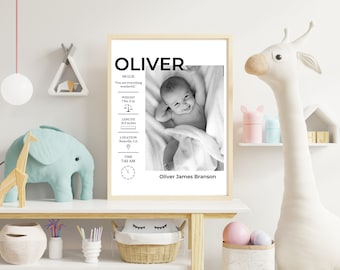 Custom Newborn Baby Stats Wall Art, Personalized Birth Stat Print, Printable Nursery Decor, Gift for Mom, Birth Stats, Baby Statistics