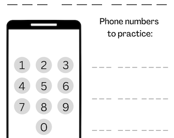 Phone Number Worksheet | Toddler Montessori Learn My Phone Number Printout | Teach telephone cell phone number | Number Practice Sheet