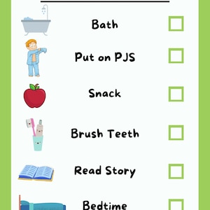 Bedtime Routine Chart Instant Download Printable Kids Sleep | Montessori | Toddler Children's schedule | Sleep Routine | nighttime checklist