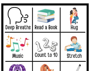 Calm Down Techniques Chart | Calming down | Toddlers Children Kids breathing emotion feelings quiet calm down corner | Montessori