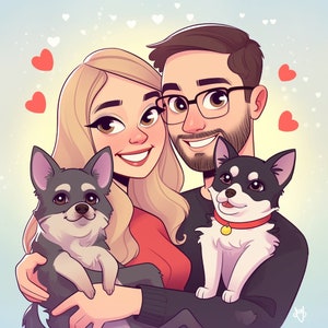 Kerstliefde portret | Aangepast portret van foto | Koppelportretten | Vectorillustratie | Liefde voor kunst | Kerstverjaardagcadeau