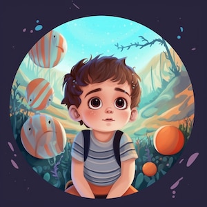 Portrait d'enfant personnalisé | Portrait personnalisé à partir d'une photo | Portrait de bébé | livre pour enfants | vectorielle continue | Portrait de chambre d'enfant | Noël