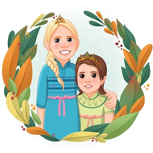 Disney benutzerdefinierte Kinder Porträt | Kinderkarikatur | Familie Illustration | Baby Cartoon Zeichnung | Kinderbuch | Geschenk zum Jahrestag