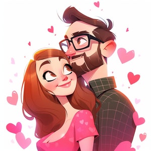 Vaderdagportret | Aangepast portret van foto | Koppelportretten | Vectorillustratie | Liefde voor kunst | Kerstverjaardagcadeau
