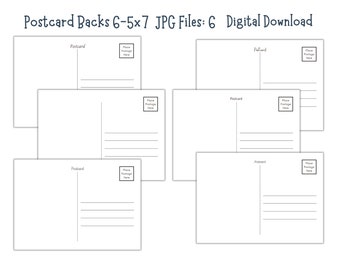 Postcard Backs | 6 5x7  | For COMMERCIAL and PERSONAL use.