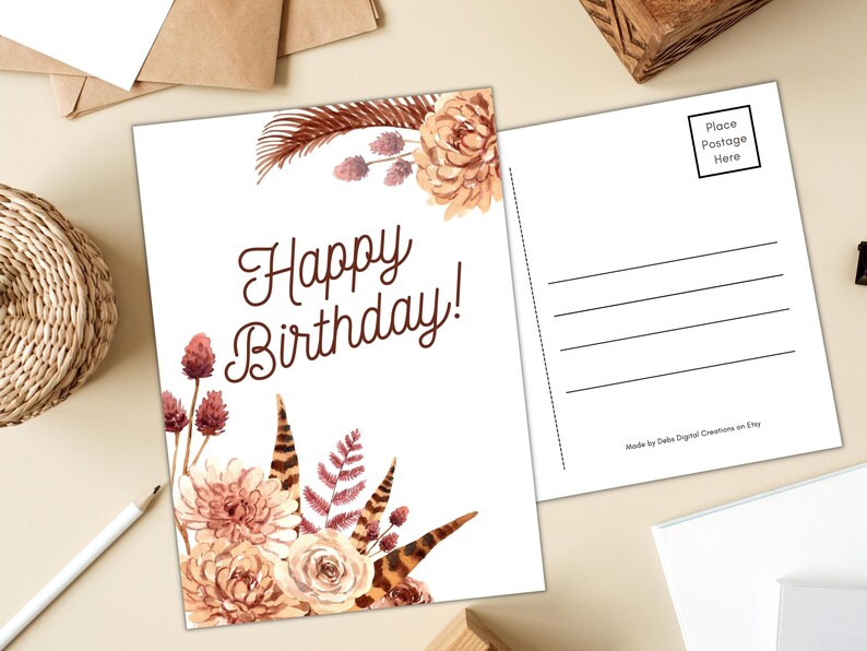 Happy Birthday Printable 4x6 and 5x7 Postcards Digital - Etsy