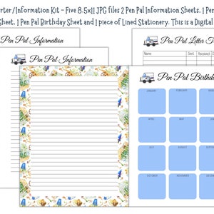 Pen Pal Starter Kit: Information Sheets, Letter Tracker, Birthday Sheet (Digital Download)