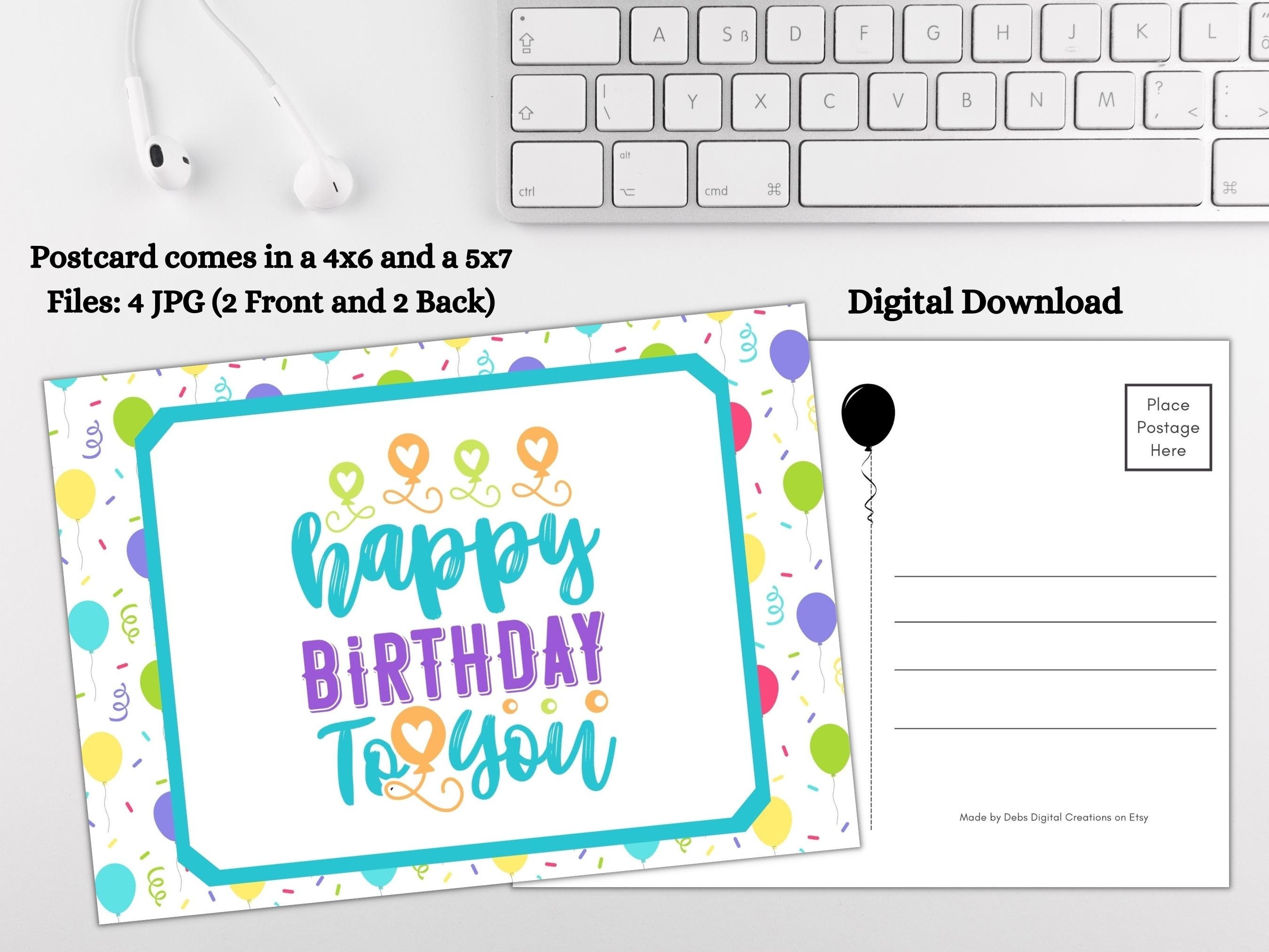 Happy Birthday to You Printable 4x6 and 5x7 Postcards - Etsy