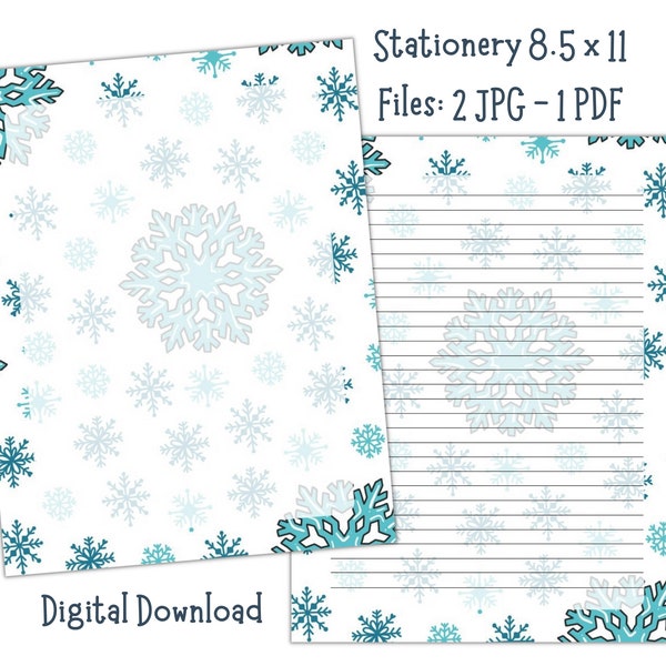 Snowflake, Printable Stationery, Digital Download, US Letter (8.5x11) https://www.etsy.com