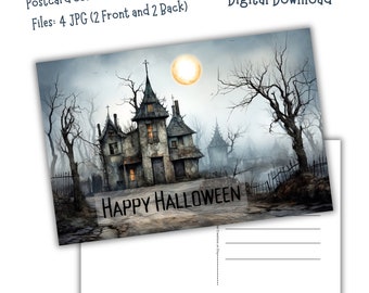 Carte postale d’Halloween - Cartes postales imprimables 4x6 et 5x7 - Téléchargement numérique