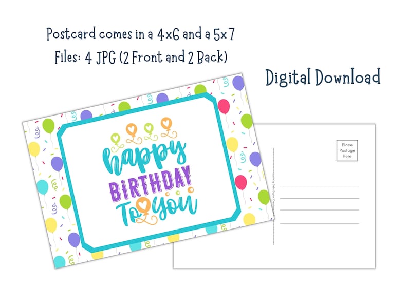 Happy Birthday to You Printable 4x6 and 5x7 Postcards - Etsy