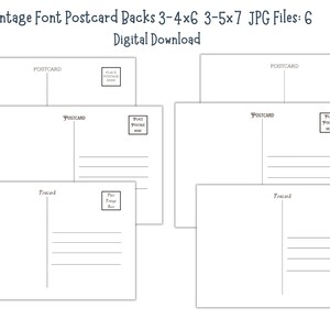 Vintage Font Postcard Backs | 3 4x6 | 3 5x7 | For COMMERCIAL and PERSONAL use.