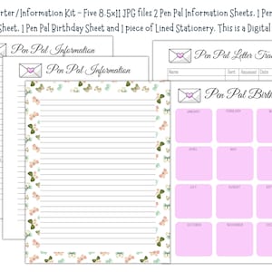 Pink Heart Pen Pal Kit: Information, Tracker, Stationery (Digital Download)