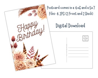 Happy Birthday - Printable 4x6 and 5x7 Postcards - Digital Download