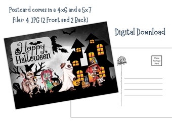 Happy Halloween - Printable 4x6 and 5x7 Postcards - Digital Download