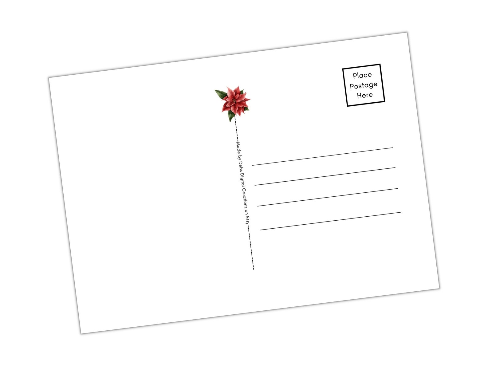 Wishing You a Merry Christmas Printable 4x6 and 5x7 Postcards Digital ...