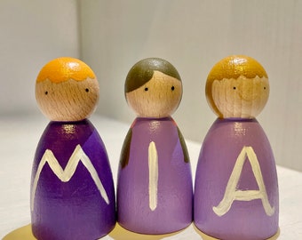 Peg dolls with custom letters