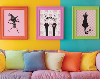 Halloween Wall Art, Pink Halloween Printable, Spooky Print, Retro Halloween, Boho Halloween Printable, Fun Halloween Art *DIGITAL DOWNLOAD*