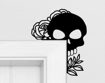 Halloween Door Corner Skull, Witch, Jack-O-Lantern, Cat, Ghosts