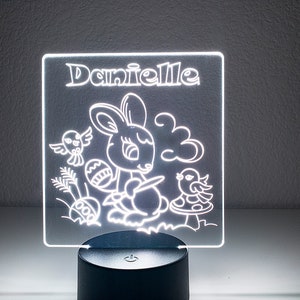 Bunny Theme Night Light Personalized Multicolor LED Kid&#39;s Room Girl Boy
