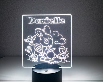 Bunny Theme Night Light Personalized Multicolor LED Kid's Room Girl Boy