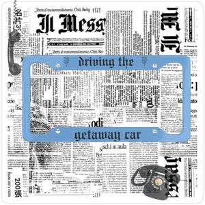 Rijden in de vluchtauto: kentekenplaatlijst | Auto-accessoires | Aangepaste nummerplaat | Babyblauw
