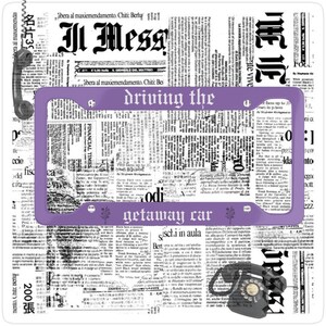 Rijden in de vluchtauto: kentekenplaatlijst | Auto-accessoires |  Aangepaste nummerplaat | Paars met bloemen