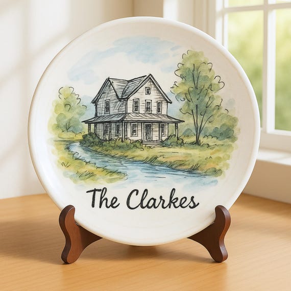 Personalized Housewarming Gift Plate, Pottery Serving Tray