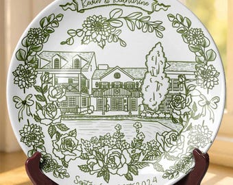 Personalized Wedding Platter for Couple, Custom Anniversary Plate, New Home Gift, Romantic Whimsical Home Decor P1229CIW0